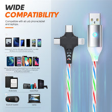 Load image into Gallery viewer, ORIbox 3 in 1 USB Cable, Power Off/On Visible LED Light Up Flowing Charging Cord Compatible with Type C Micro USB Port Connectors Compatible with Cell Phones Tablets Universal Use
